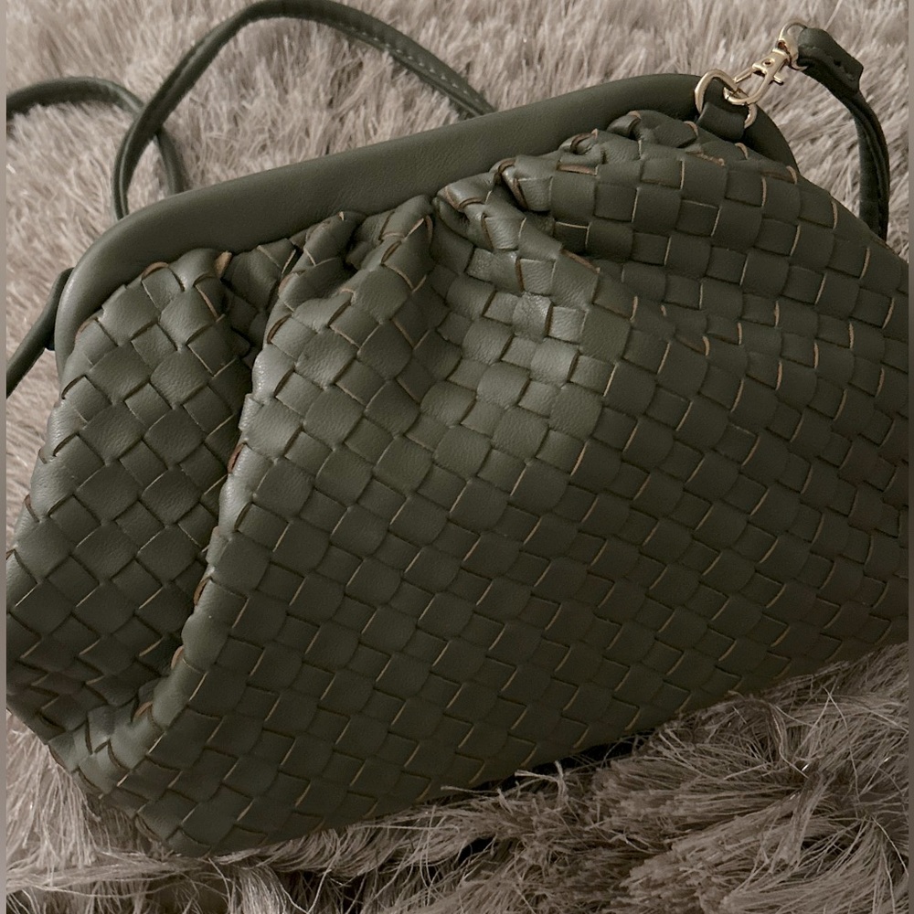 Olive green, certified vegan, cruelty free crossbody purse